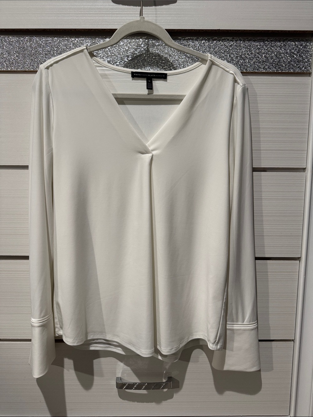 WHBM V-Neck Long Sleeve Blouse -